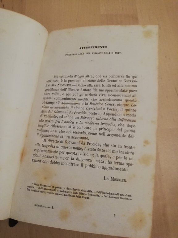 Opere, volume 1, G. B. Niccolini, Firenze, 1858