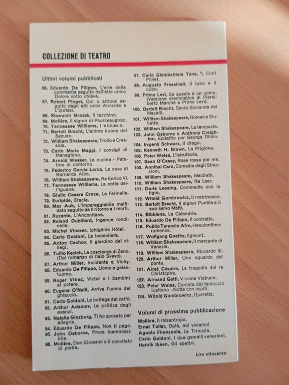 Operetta, Vitold Gombrowicz, Eianudi teatro, 1968
