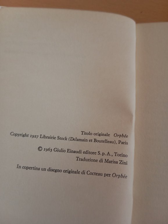 Orfeo, Jean Cocteau, Einaudi Teatro, 1963