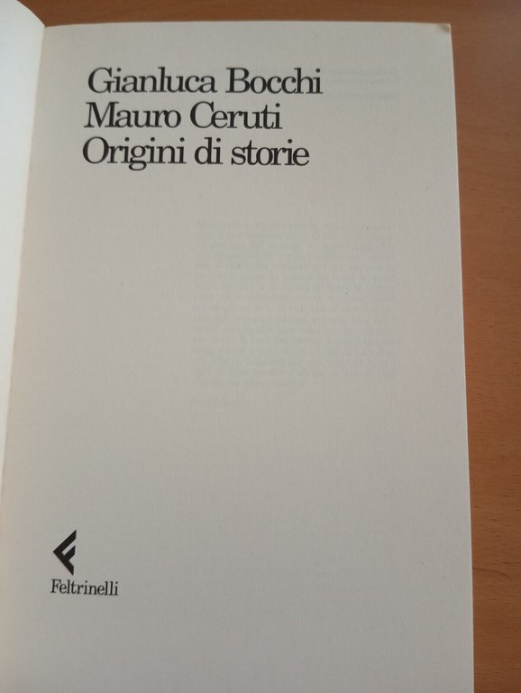 Origini di storie, Gianluca Bocchi - Mauro Ceruti, Feltrinelli, 1993