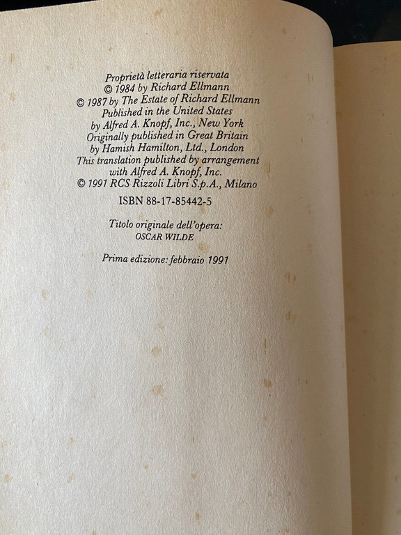 Oscar Wilde. Una biografia, Richard Ellmann, Rizzoli, 1991