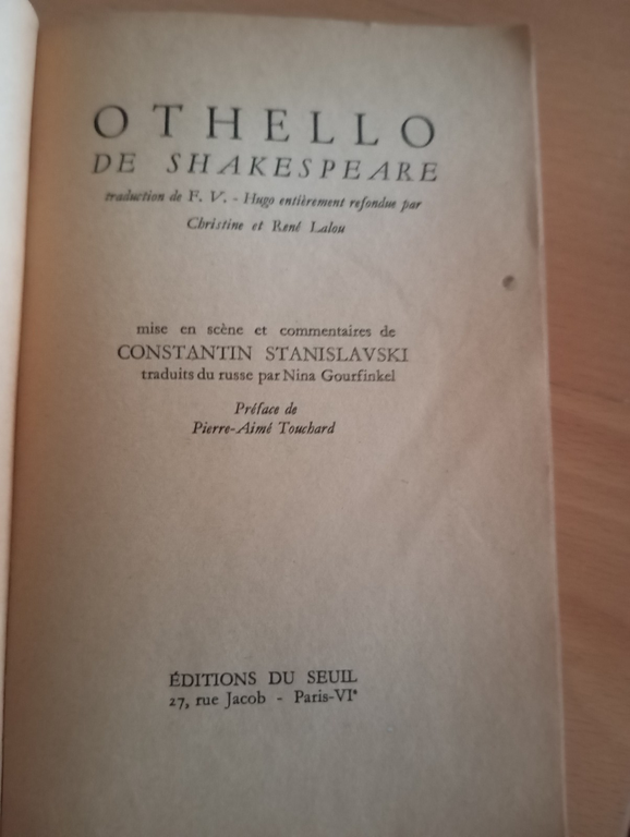 Othello, Shakespeare, Constantin Stanislavski, 1948 en francais