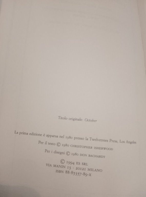 Ottobre, Christopher Isherwood, ES, 1994