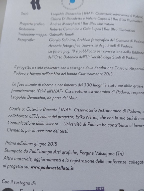 Padova, seconda stella a destra, Una guida al cielo nascosto …