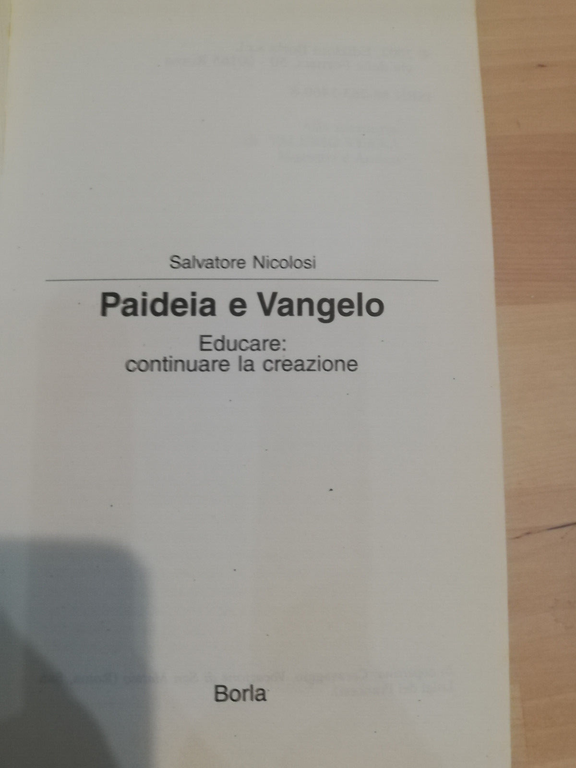 Paideia e Vangelo, Salvatore Nicolosi, Borla, 2002