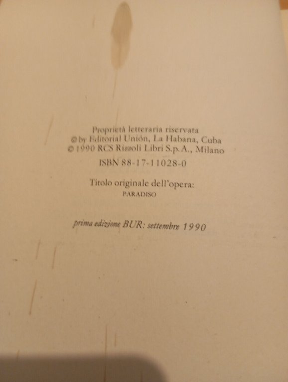 Paradiso, José Lezama Lima, Rizzoli BUR, 1990