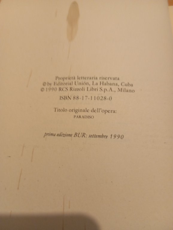 Paradiso, José Lezama Lima, Rizzoli BUR, 1990