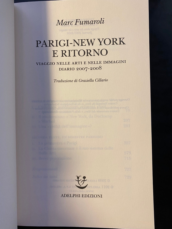 Parigi-New York e ritorno, Marc Fumaroli, Adelphi, 2011