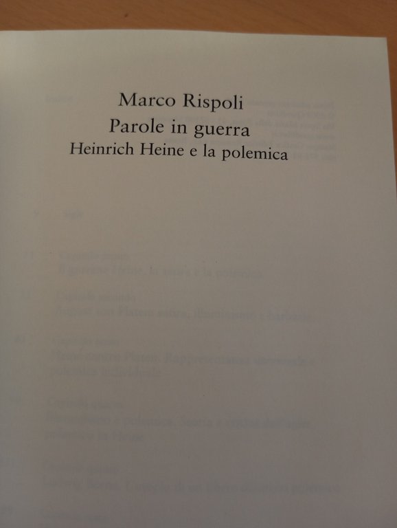 Parole in Guerra. Heinrich Heine e la polemica, Marco Rispoli, …
