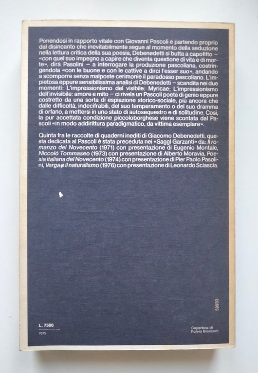Pascoli: la rivoluzione inconsapevole, Giacomo Debenedetti, Garzanti, 1979