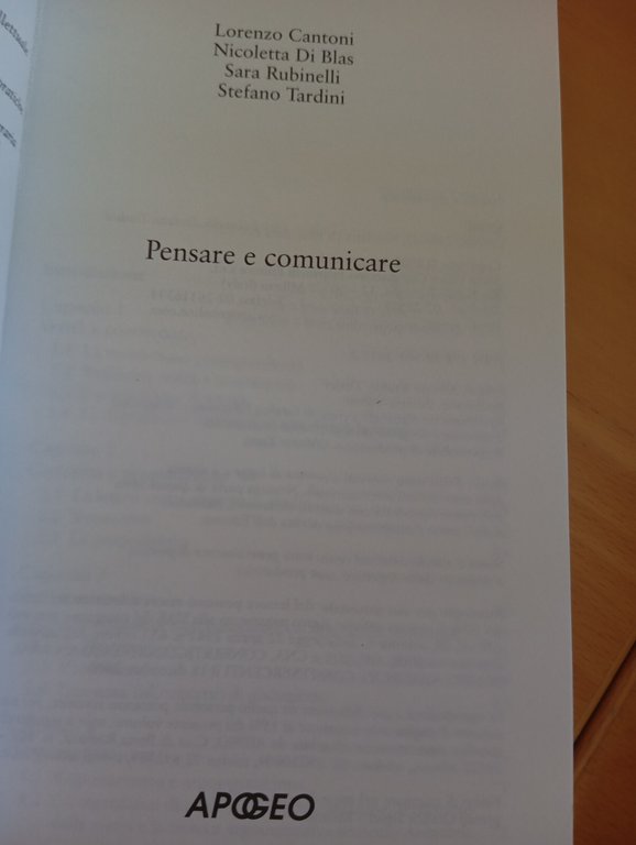 Pensare e comunicare, Cantoni Di Blas Rubinelli Tardini, Apogeo, 2008