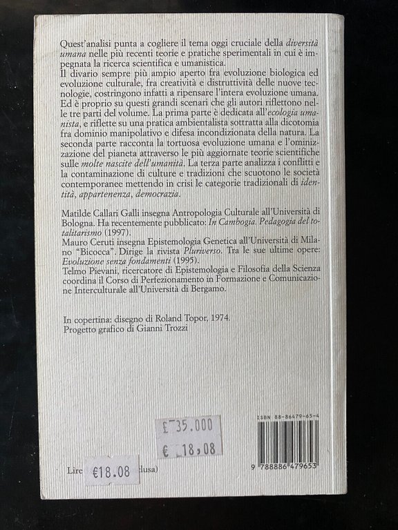 Pensare la diversità, Galli - Ceruti - Pievani, Meltemi, 2000