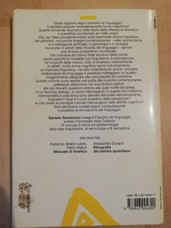 Pensiero e linguaggio, Daniele Gambarara (a cura), 1996, La Nuova …