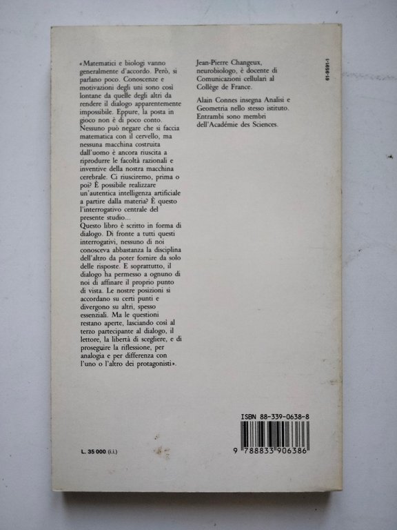 Pensiero e materia, Jean-Pierre Changeux, Alain Connes, Bollati Boringhieri 1991 | Immagine Gallery 2