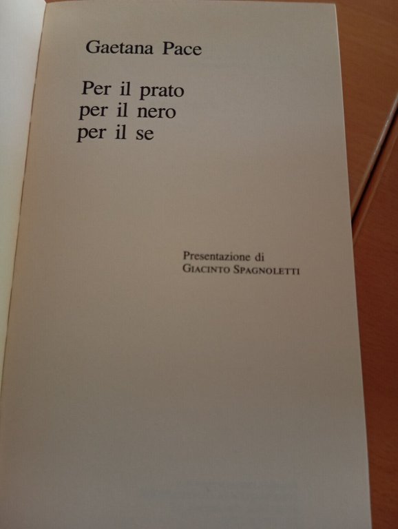 Per il prato per il nero per il se, Gaetana …