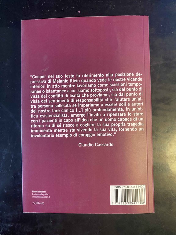 Per una psicoanalisi esistenziale l'esperienza Steven H. Cooper, Mimesis, 2018