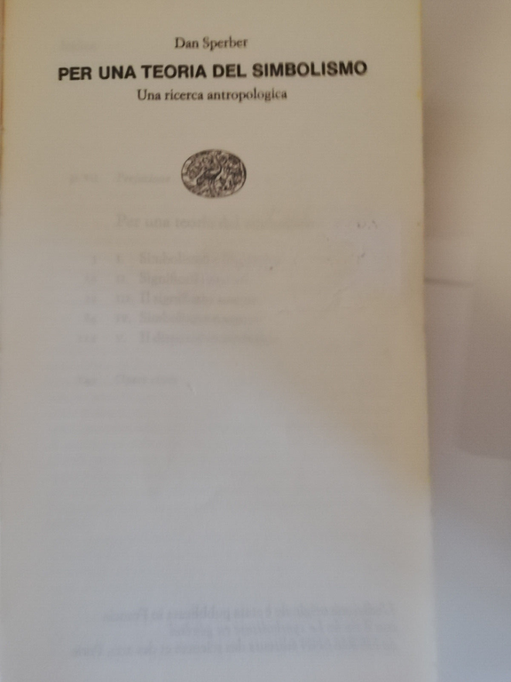 Per una teoria del simbolismo. Una ricerca, Dan Sperber, 1981 …