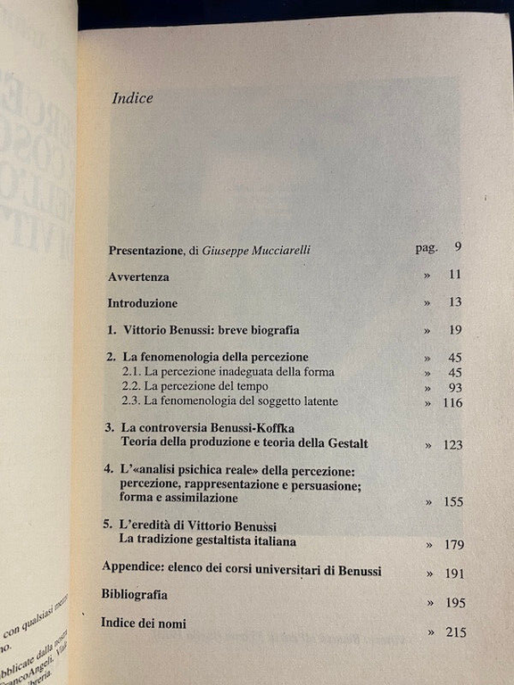 Percezione e coscienza nell'opera di Vittorio Benussi, Mauro Antonelli, 1996