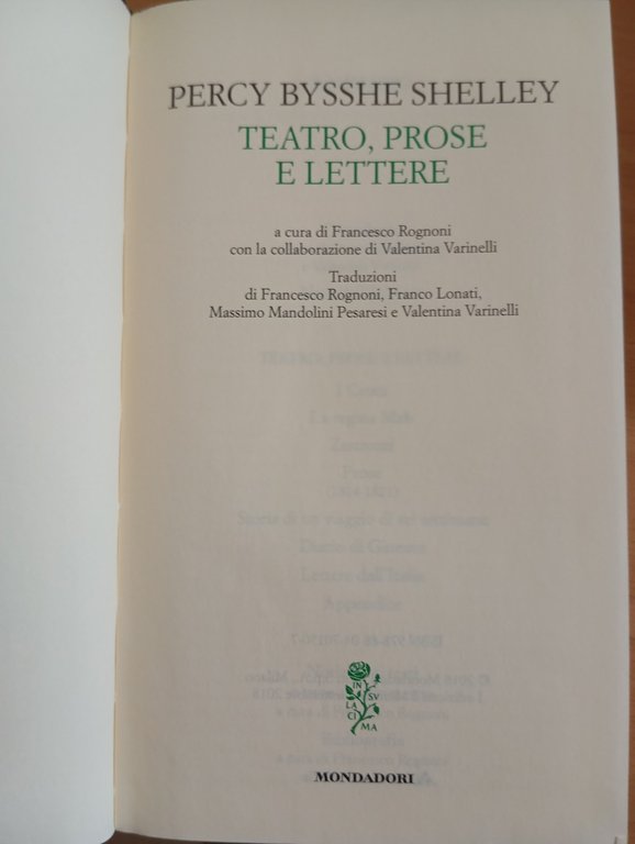 Percy Bysshe Shelley, Teatro, prose e lettere, Mondadori Meridiani, 2018 | Immagine Gallery 7