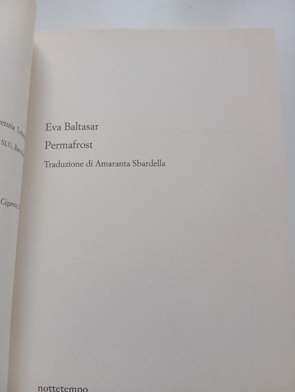 Permafrost, Eva Baltasar, Nottetempo, 2019