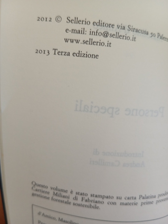 Persone speciali, Masolino D'Amico, Sellerio, 2013, introduzione A. Camilleri