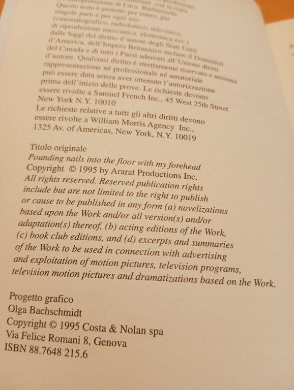 Piantando chiodi nel pavimento con la fronte, E. Bogosian, Costa …