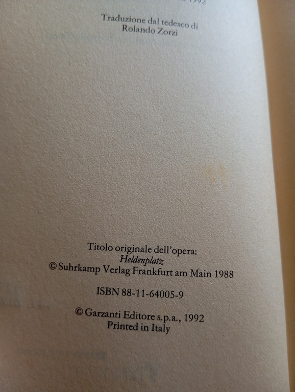Piazza degli eroi, Thomas Bernhard, Garzanti, 1992 | Immagine Gallery 8