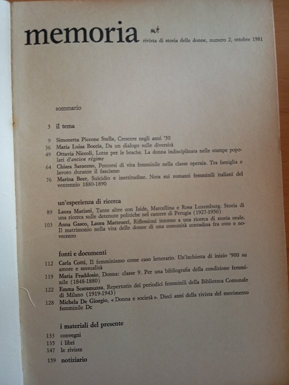 Piccole grandi diversità. Memoria. Rivista di storia delle donne, Numero … | Immagine Gallery 9