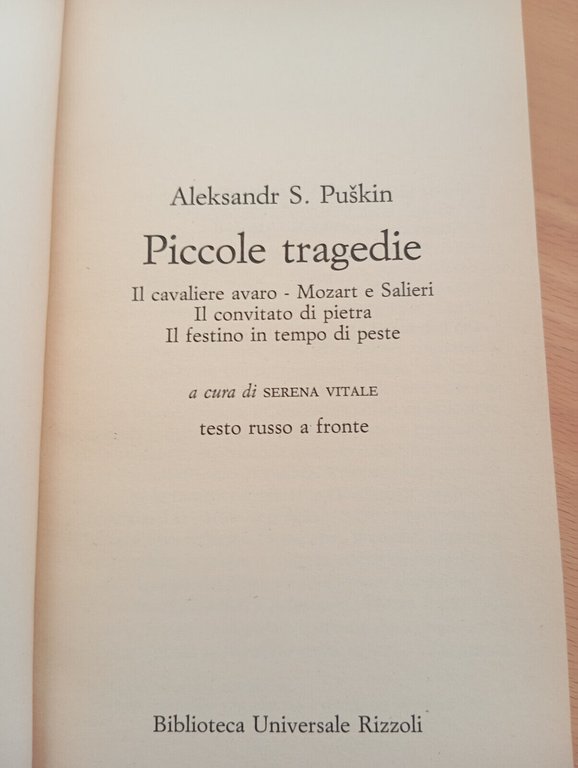 Piccole tragedie, Alexandr S. Puskin, BUR Rizzoli, 1987