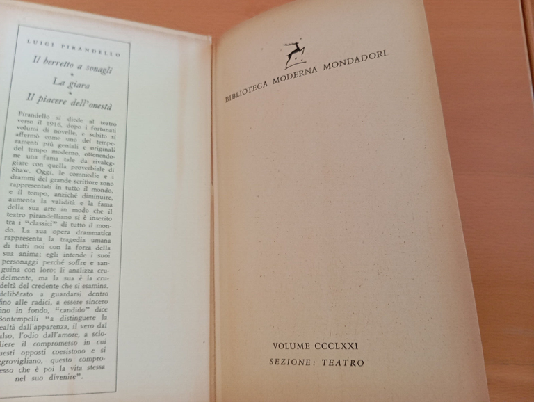 Pirandello, Maschere nude, Berretto a sonagli, Giara, piacere onestà, BMM …