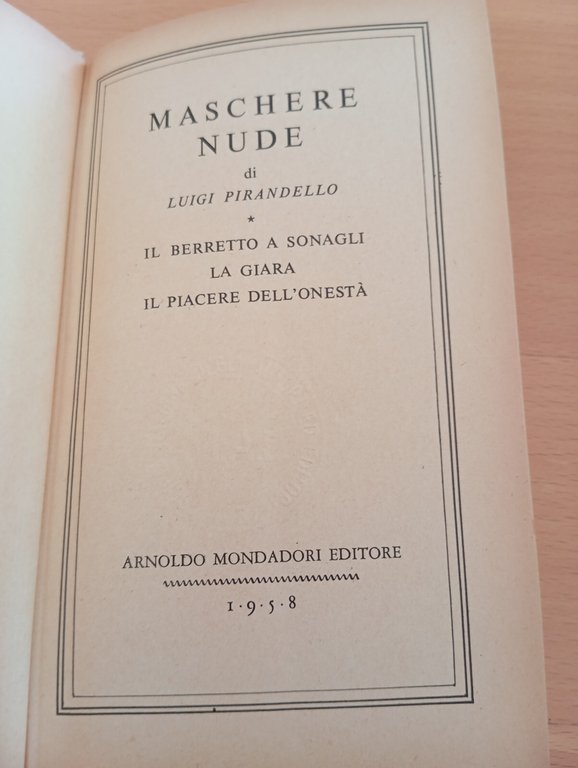 Pirandello, Maschere nude, Berretto a sonagli, Giara, piacere onestà, BMM …