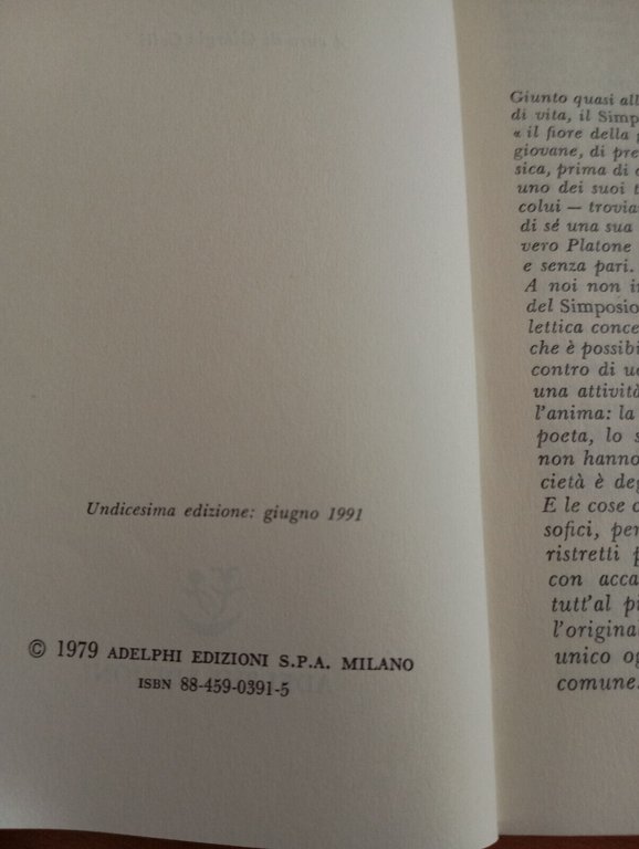 Platone, Simposio, a cura di Giorgio Colli, Adelphi, 1991