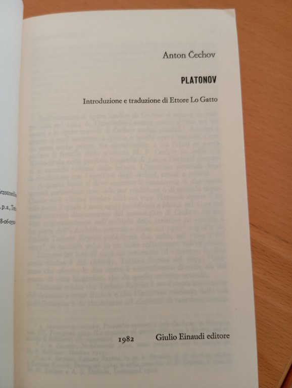 Platonov, Anton Cechov, Einaudi teatro, 1982, fuori catalogo