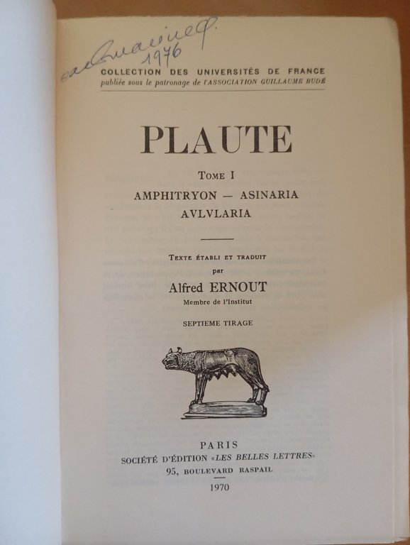 Plaute, comédies, I II III IV V VI, Alfred Ernaut, … | Immagine Gallery 12