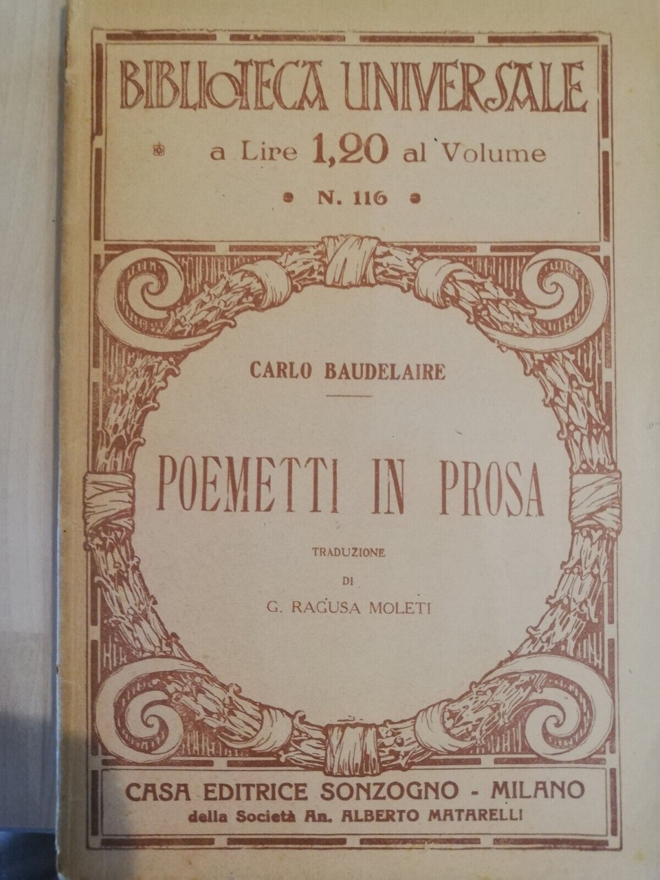 Poemetti in prosa, Carlo Baudelaire, Sonzogno, 1929