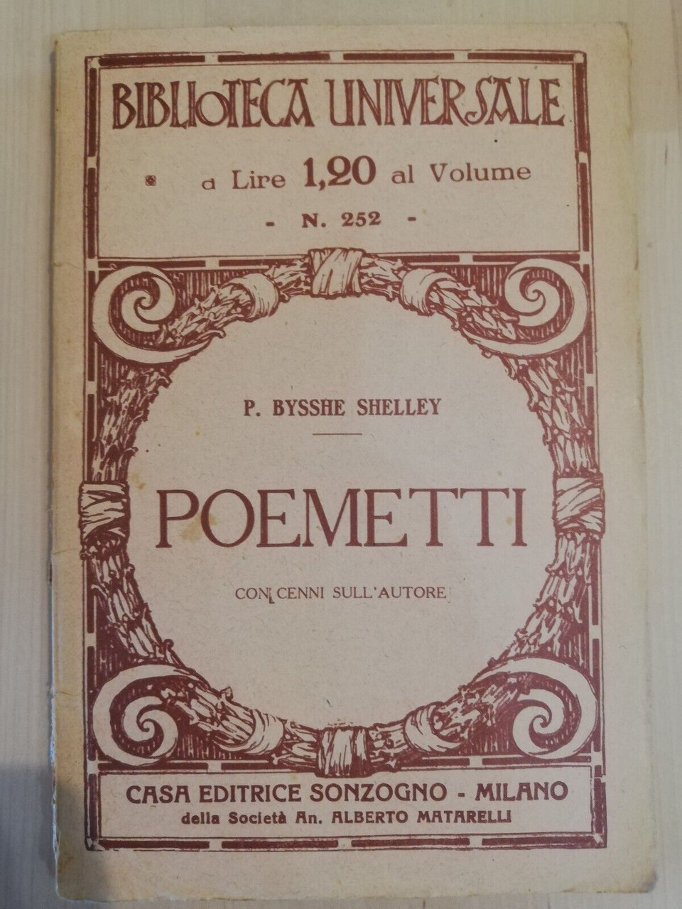 Poemetti, P. Bysshe Shelley, Sonzogno, 1934