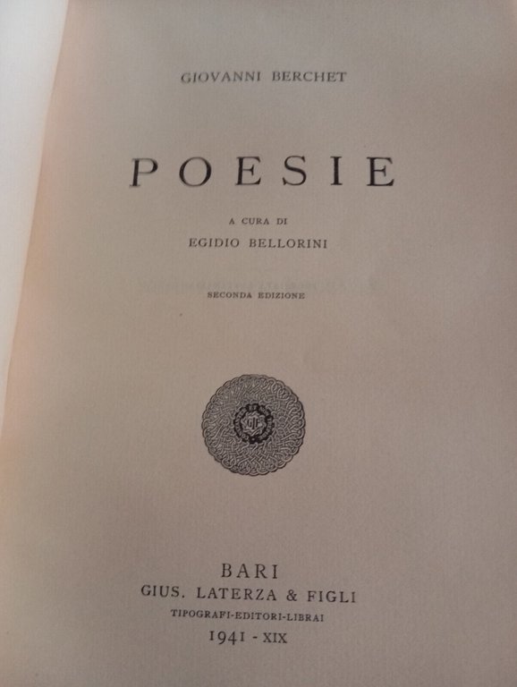 Poesie, Giovanni Berchet, Opere 1, A cura di Egidio Bellorini, …