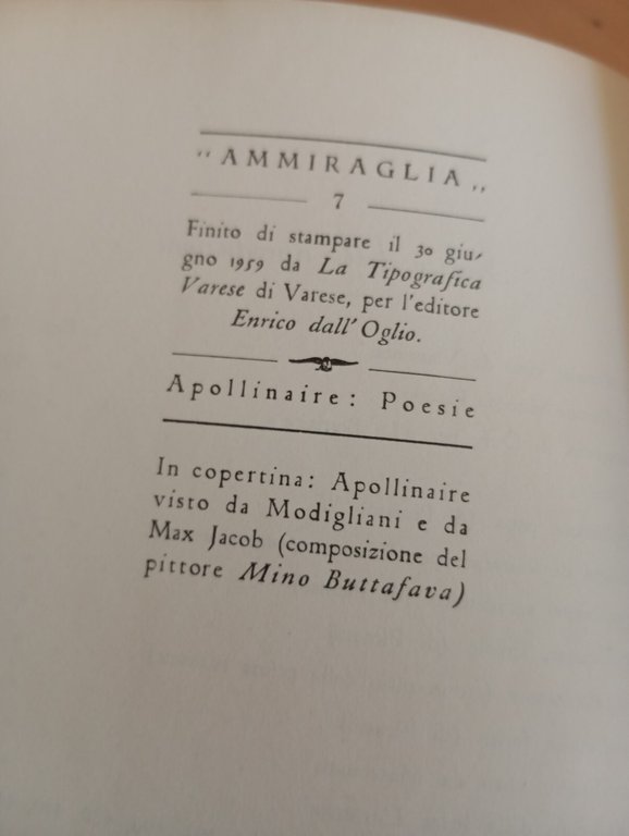 Poesie, Guillaume Apollinaire, Dall'Oglio, 1959