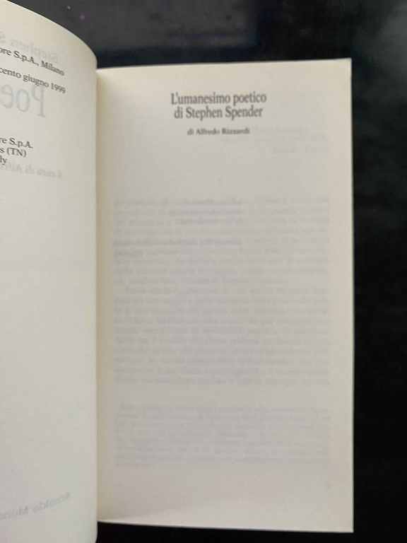 Poesie, Stephen Spender, Mondadori, 1999, Fuori catalogo