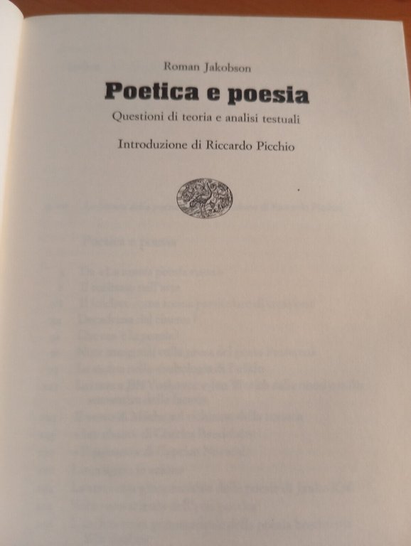 Poetica e poesia, Roman Jakobson, Einaudi, 1985