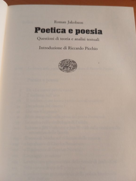 Poetica e poesia, Roman Jakobson, Einaudi, 1985