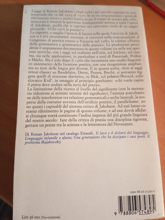 Poetica e poesia, Roman Jakobson, Einaudi, 1985
