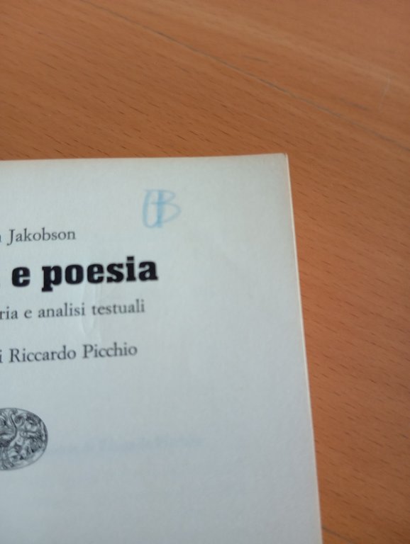 Poetica e poesia, Roman Jakobson, Einaudi, 1985