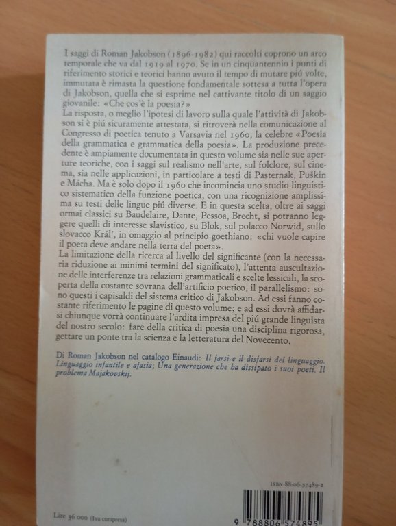 Poetica e poesia, Roman Jakobson, Einaudi, 1985