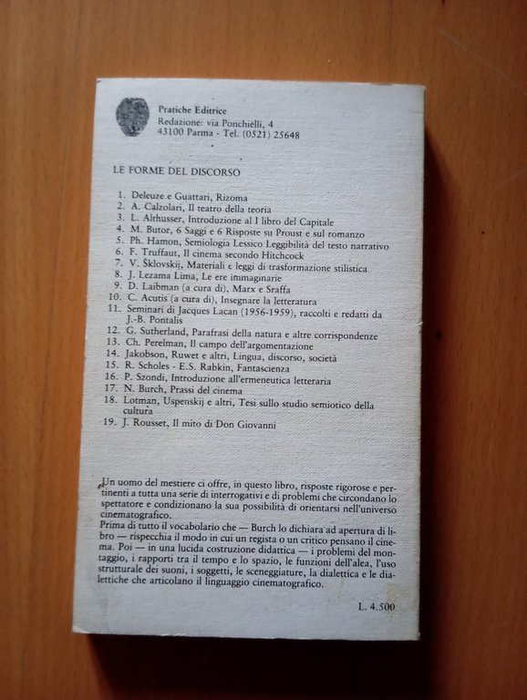 Prassi del cinema, Noel Burch, Pratiche Editrice, 1980