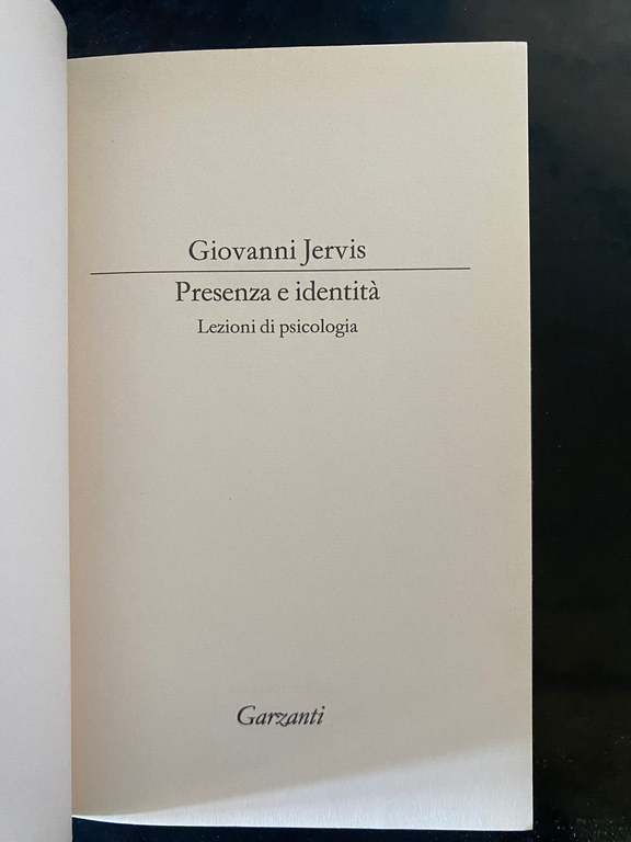 Presenza e identità. Lezioni di psicologia, Giovanni Jervis, Garzanti, 1992