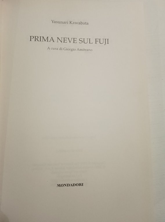 Prima neve sul Fuji, Yasunari Kawabata, Mondadori, 2000