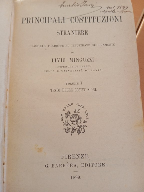 Principali costituzioni straniere, Volume 1, Livio Minguzzi, Barbera, 1899