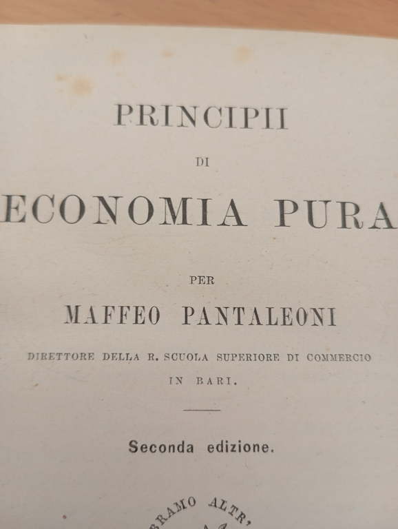 Principi di economia pura, Maffeo Pantaleoni, Barbera, 1894