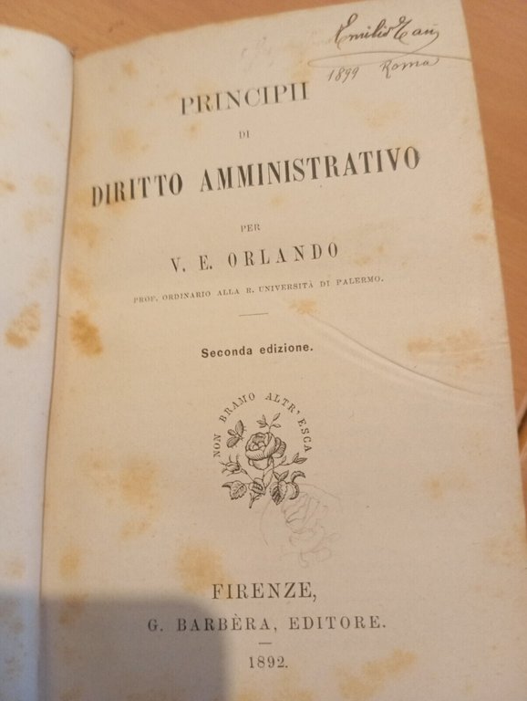 Principii di diritto amministrativo, V. E. Orlando, Barbera, 1892